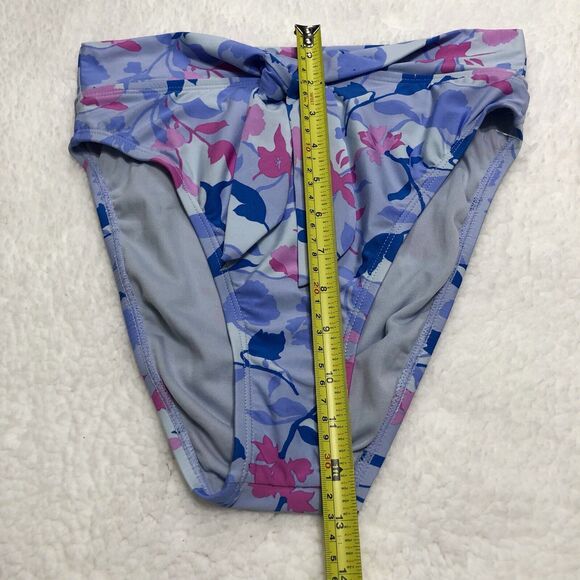 Splendid High Waisted Bikini Bottom Women Small Purple Floral Tie Front Beach - Picture 9 of 10